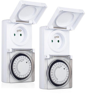 Benson Programmeerbare Tijdklok - 2x - 24-uurs - IP44 - tijdschakelaar stekkerdoos - voor binnen/buiten
