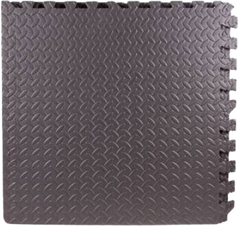 Benson Puzzelmat - 4x stuks - foam - grijs - vloertegels - 60 cm Zwart