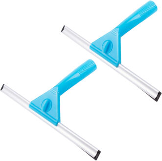 Benson Raamtrekker/wisser - 2x - kunststof handvat - verstelbaar blad - blauw - 30 cm