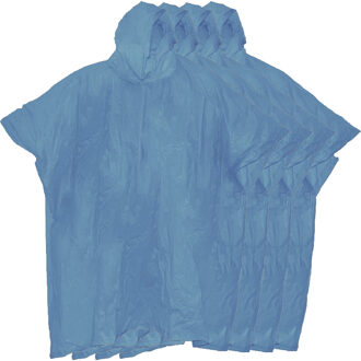 Benson Regenponcho met capuchon - 10x - blauw - herbruikbaar - PVC - One size