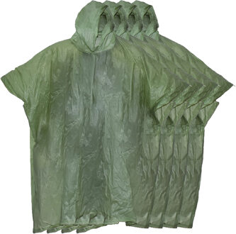 Benson Regenponcho met capuchon - 10x - groen - herbruikbaar - PVC - One size