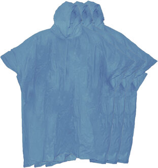 Benson Regenponcho met capuchon - 4x - blauw - herbruikbaar - PVC - One size