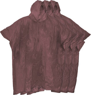 Benson Regenponcho met capuchon - 4x - bruin - herbruikbaar - PVC One size