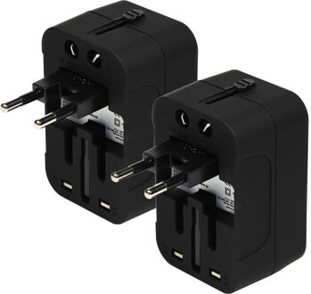 Benson Reisstekker - 2x - Universeel - 2 USB poorten - Internationaal - wereldstekker / reisadapter