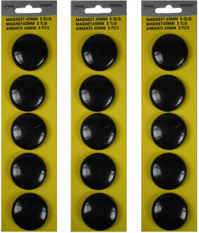 Benson ronde koelkast / whiteboard magneetjes - 15x stuks - zwart - Keuken magneten
