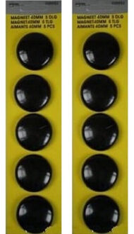 Benson ronde koelkast / whiteboard magneetjes - 20x stuks - zwart - Keuken magneten