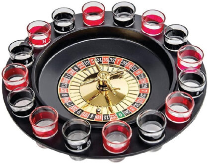 Benson Roulette drankspel - kunststof - set met wiel - shots - casino spel Multi
