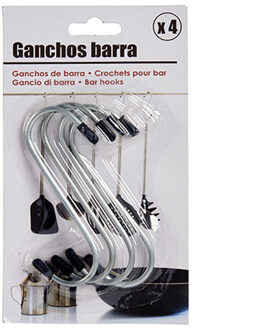 Benson S-haken / gerei ophanghaakjes - 4x stuks - met zwarte beschermlaag - 20 cm