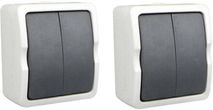 Benson Schakelaar - 2x - dubbel - opbouw - IP54 - 250V - 10A - spatwaterdicht - buiten