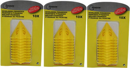 Benson Schilderpiramides - 30x stuks - geel - 5 cm - schilder piramides