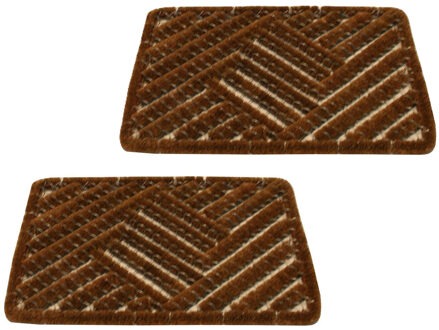 Benson Schoenen borstelmat - 2x - bruin - 40 x 60 cm - deurmat/schoenenveger