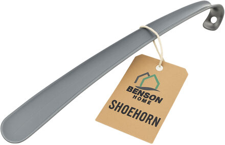 Benson Schoenlepel - 43 cm - kunststof - zilver - met haak - instaphulp - schoenen