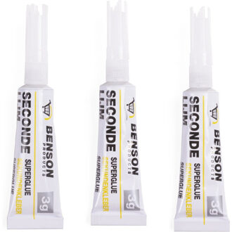 Benson Secondelijm - 3x - 3 gram - alleslijm / superlijm Geel