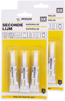 Benson Secondelijm - 6x 3 gram - alleslijm - superlijm