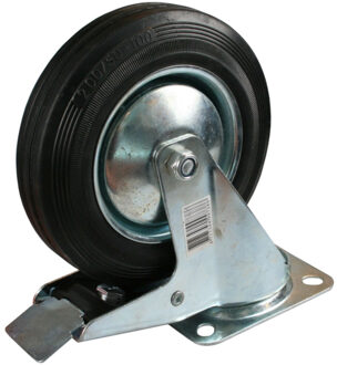 Benson Set van 4x zwenkwielen met rem 160 mm rubber zwart