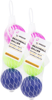 Benson Set van 6x stuks gekleurde premium beachballetjes 6,5 cm - Beachballsets Multikleur