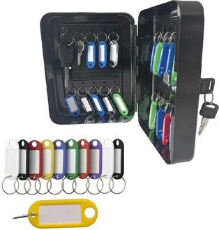 Benson sleutelkastje - zwart - incl. 20 sleutel labels - metaal - 20 x 16 x 7.5 cm