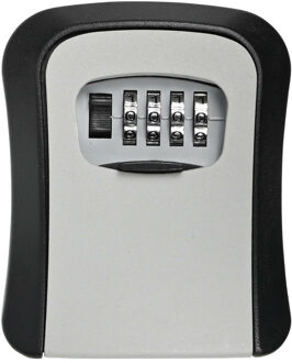 Benson Sleutelkluis met cijferslot - zwart - metaal - muur montage incl. schroeven - 12 x 9 x 4 cm - opberg