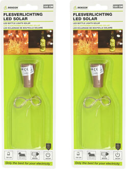 Benson Solar LED flesverlichting - 2x - warm wit - 100 cm - 5 LED's - solar