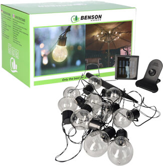 Benson Solar LED lichtslinger - 2x - 10 lampjes - 6 meter - zonnepaneel - buitenverlichting