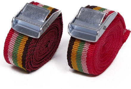 Benson Spanbanden set - 2x - rood - polyester - 2,5 m - gesp systeem