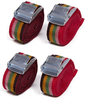 Benson Spanbanden set - 4x - rood - polyester - 2,5 m - gesp systeem