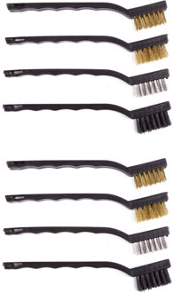 Benson Staalborstel set - 8x stuks - RVS - Messing - Nylon - 17 cm