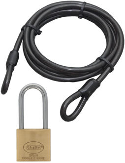 Benson Staalkabel met 40 mm hoog hangslot - 5m x 12mm kabel - geplastificeerd - kabelslot met sleutel