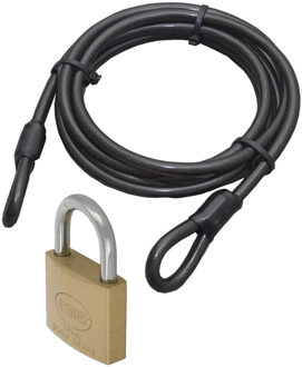 Benson Staalkabel met 50 mm hangslot - 5m x 12mm kabel - geplastificeerd staaldraad - kabelslot met sleutel