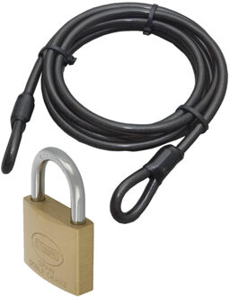 Benson Staalkabel met 60 mm hangslot - 5m x 12mm kabel - geplastificeerd staaldraad - kabelslot met sleutel