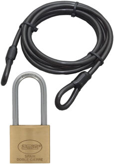 Benson Staalkabel met 60 mm hoog hangslot - 5m x 12mm kabel - geplastificeerd - kabelslot met sleutel