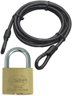 Benson Staalkabel met 70 mm hangslot - 5m x 12mm kabel - geplastificeerd staaldraad - kabelslot met sleutel