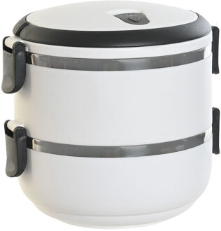 Benson stapelbare thermische lunchbox - warme maaltijd box - wit - 16 x 15 cm - Voedsel bewaren