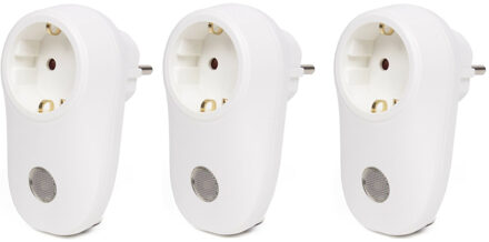 Benson Stekker met lichtsensor - Multipak van 3x stuks - wit - Stekkerlamp - Stopcontact