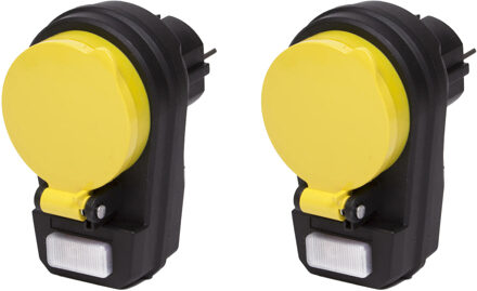 Benson Stekkerdoos 1-voudig - 2x - schakelaar - met klep - waterdicht - geaard - zwart