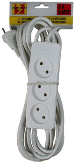 Benson Stekkerdoos 3-voudig - 3x - wit - 5 meter - verlengsnoeren - verlengkabels - tafelcontactdoos