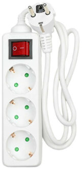 Benson Stekkerdoos 3-voudig - schakelaar - geaard - wit - snoer van 100 cm - verlengsnoer