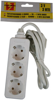 Benson Stekkerdoos - 3-voudig - wit - 3 meter snoer - randaarde - Verlengsnoeren