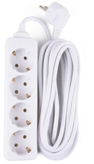 Benson Stekkerdoos - 4 stopcontacten - wit - randaarde - 5 meter snoer
