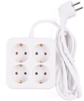 Benson Stekkerdoos - 4-voudig - vierkant - wit - 1,5 meter - met randaarde