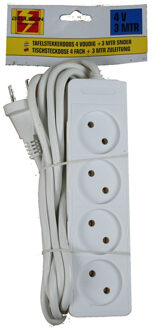 Benson Stekkerdoos - 4-voudig - wit - 3 meter aanloopsnoer
