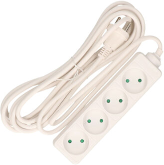 Benson Stekkerdoos - 4-voudig - wit - 5 meter aanloopsnoer - verlengsnoer