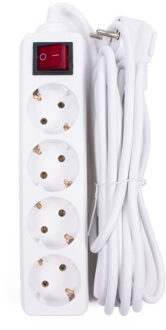 Benson Stekkerdoos - 4-voudig - wit - 5M - randaarde - met schakelaar