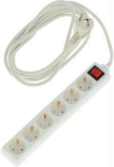 Benson Stekkerdoos - 6-voudig - wit - 3 meter - randaarde - schakelaar - verlengsnoer