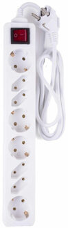 Benson Stekkerdoos met schakelaar - 8-voudig - wit - 1,5 meter