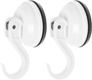 Benson sterke zuignap badkamer/keuken ophang haken - 2x stuks - kunststof - Draagkracht 6 KG