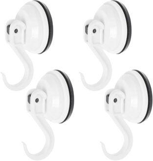 Benson sterke zuignap badkamer/keuken ophang haken - 4x stuks - kunststof - Draagkracht 6 KG