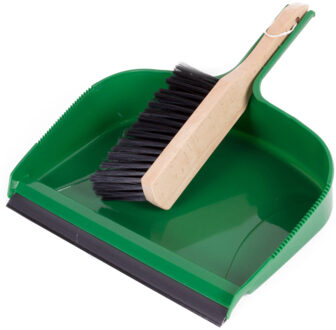 Benson Stoffer en blik - groot - kunststof - 34 x 38 cm - groen