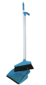 Benson Stoffer en Blik - op steel - blauw - kunststof - binnen en buiten - met ophangoog