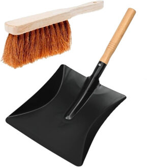 Benson Stoffer en blik set - Handveger van 30 cm - zwart metalen stofblik van 23 x 44 cm